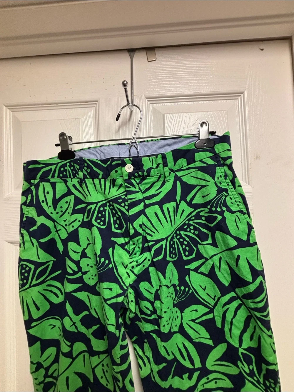 Polo Golf Ralph Lauren Men's Navy Green Tropical Leaf Stretch Chino Pants 33x30